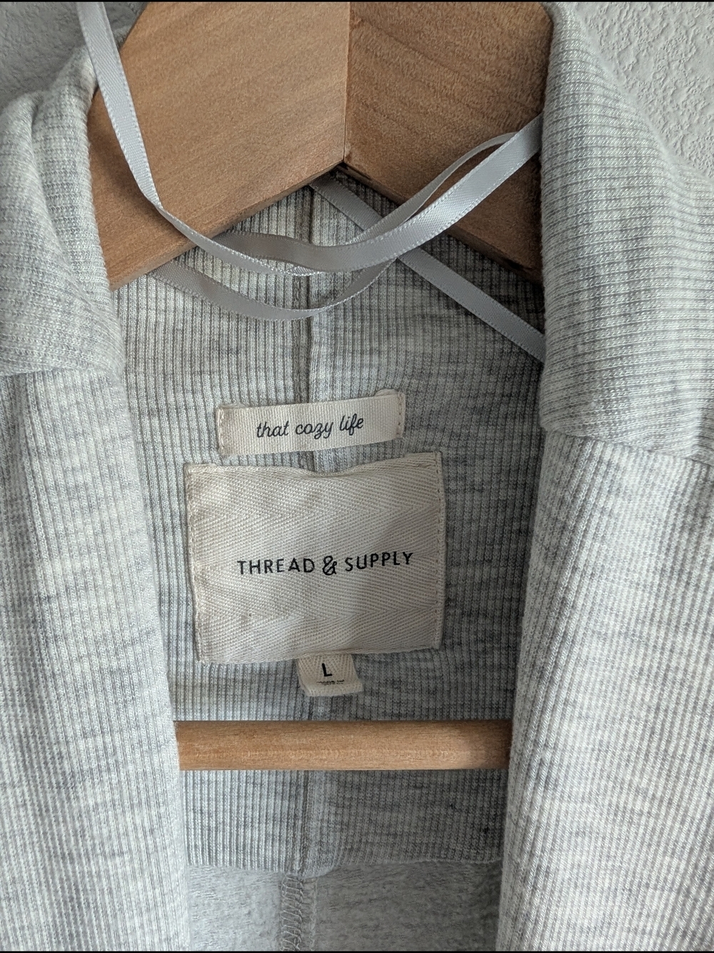 Thread & Supply Ribbed Open-Front Duster Cardigan Heather Gray - Picture 4 of 6